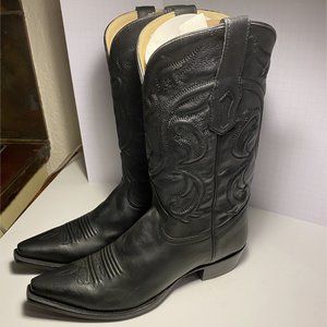 Men's Cowboy Boots - Black Leather - Brand New!